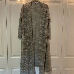 LuLaRoe gray and white duster long cardigan